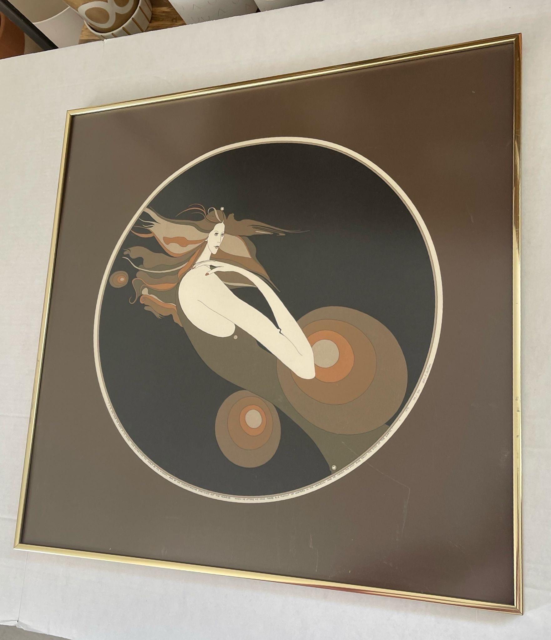 Late 20th Century Vintage Signed and Framed John Luke Eastman Lithograph Print of woman . 1975 For Sale