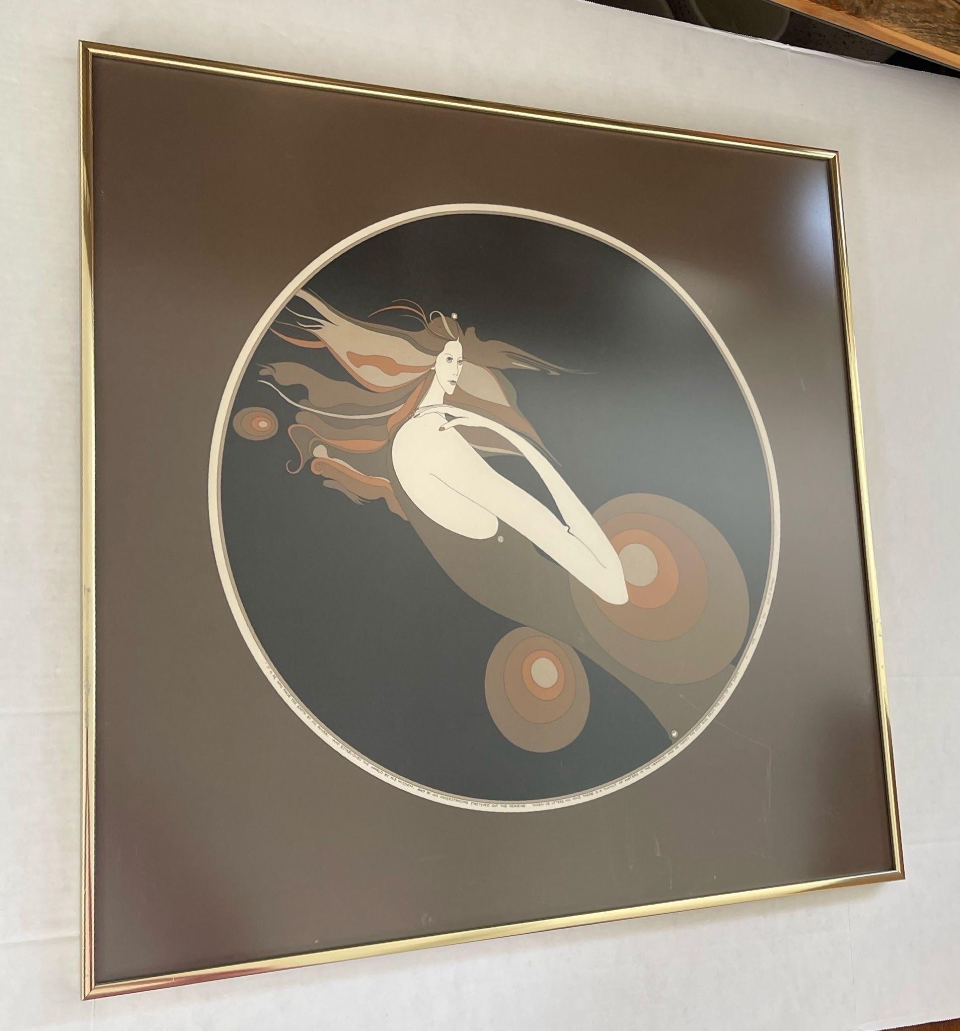 Vintage Impresión litográfica de mujer firmada y enmarcada por John Luke Eastman . 1975 en venta 1