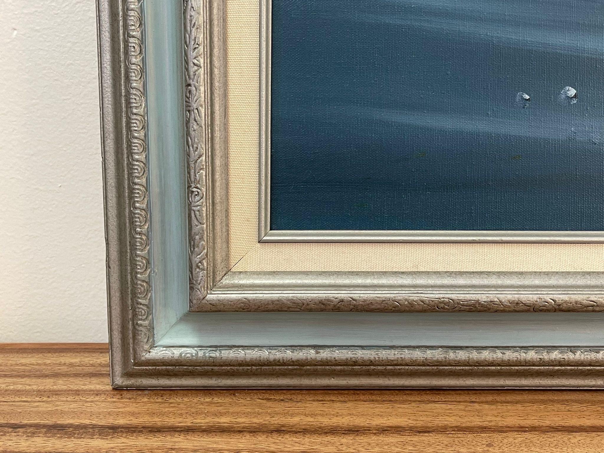 Fine XX secolo Quadro originale d'epoca firmato e incorniciato di Paesaggio marino con onde su tela. in vendita