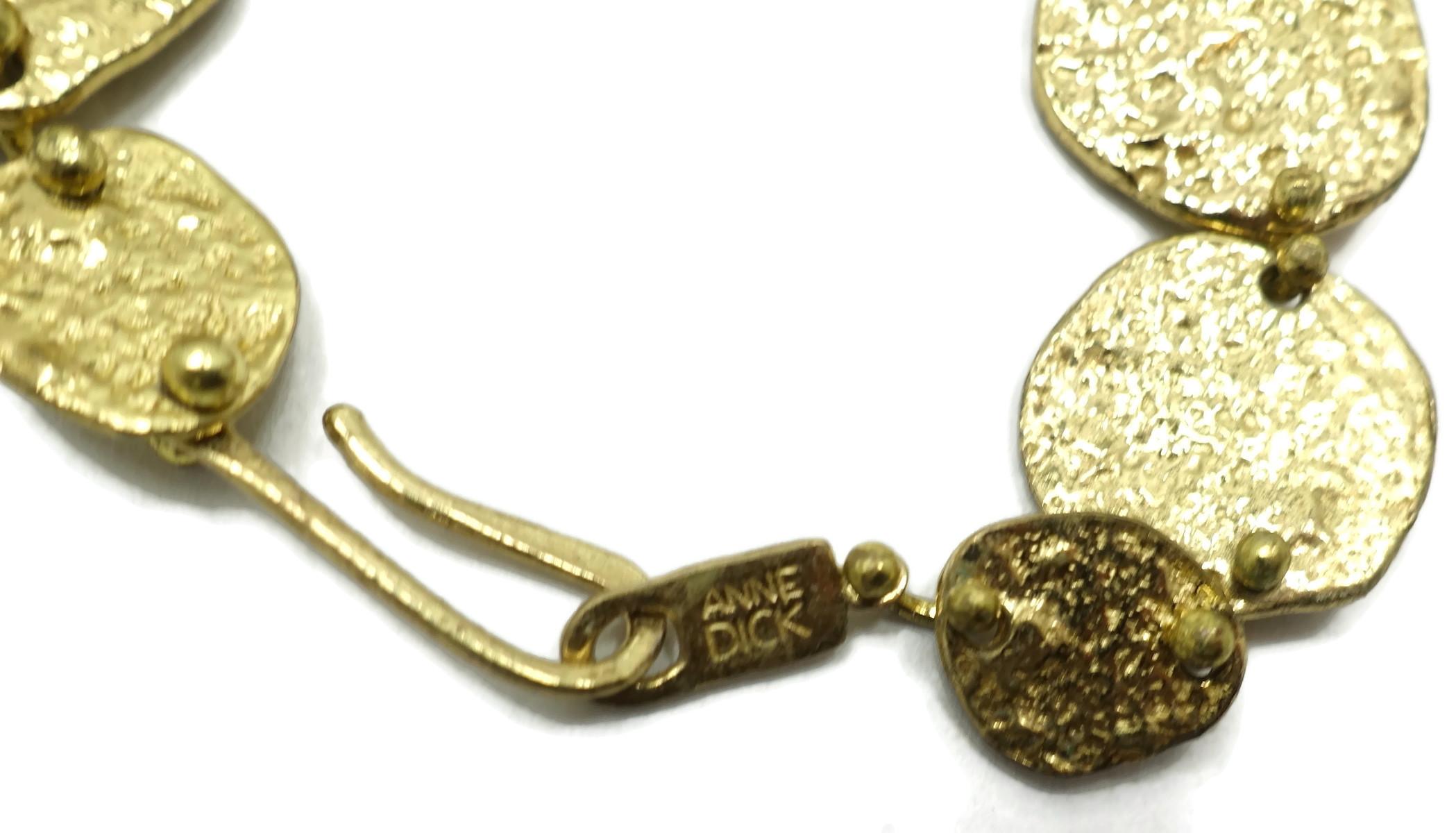 Vintage Signed Anne Dick Discs Necklace In Good Condition For Sale In New York, NY