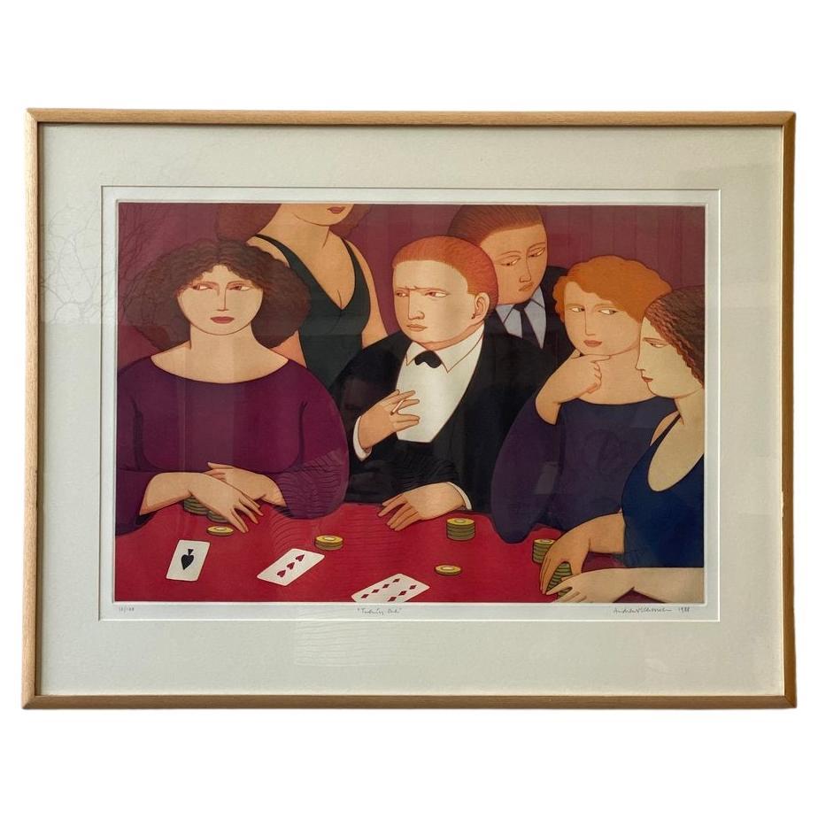 Vintage Signed Aquatint by Andrew Stevovich Titled "Twenty-One, " Circa 1988 For Sale