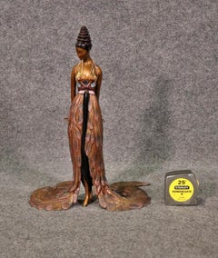 Vintage Signed Art Deco Erte Bronze Sculpture Titled Feather Gown