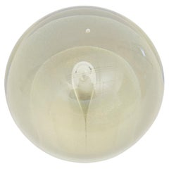 Retro Signed Art Glass Sphere Iridescent Submerged Round Ball Sculpture