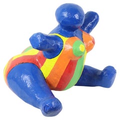 Oggetto d'arte vintage firmato Scultura Fat Lady Papier Maché Pop Art 38cm
