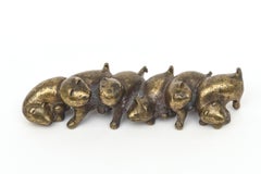 Vintage Bronze Dog Puppies Paperweight By Arthur Court 1979 Desk Accessory