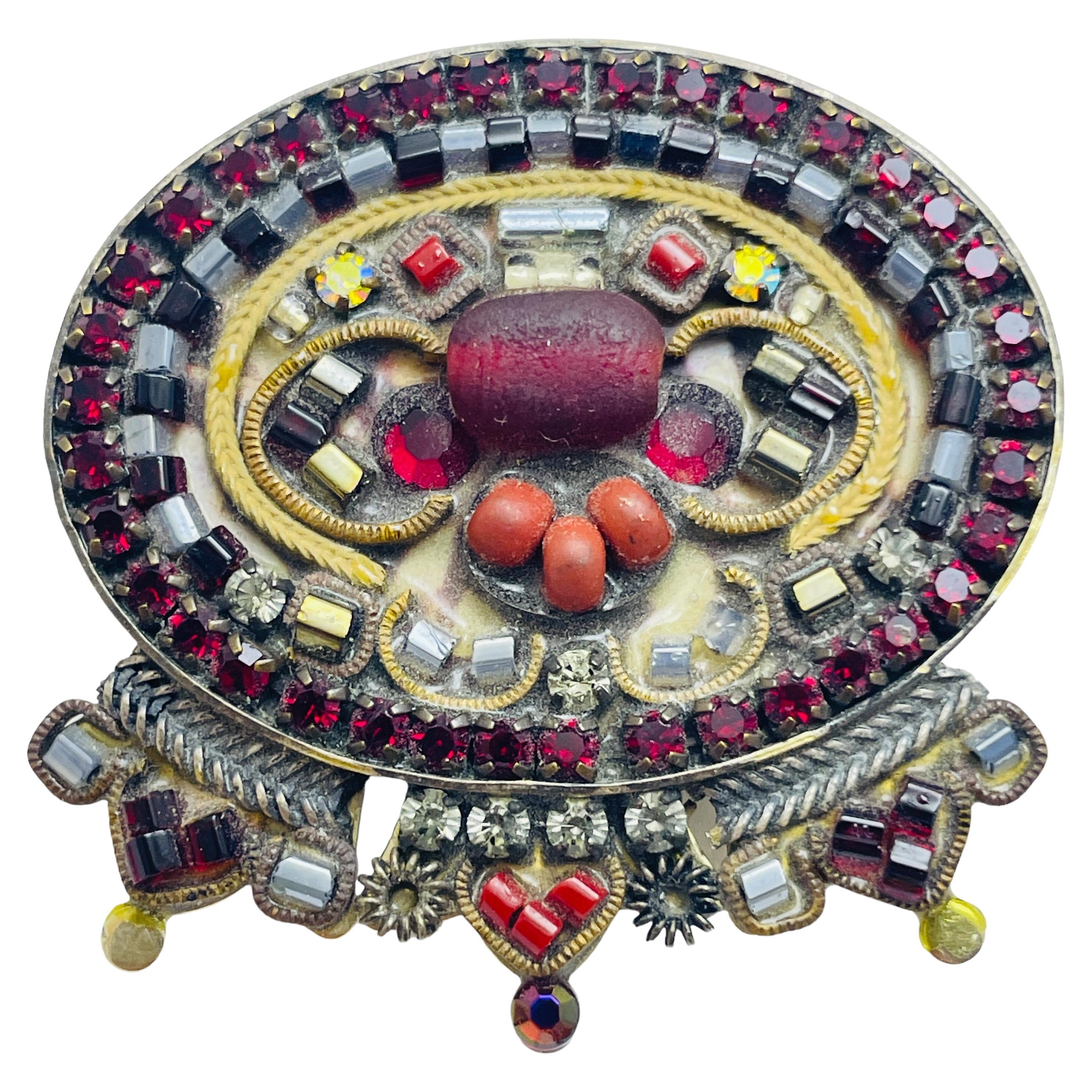 Pendentif vintage signé artisan Hand Made broche designer