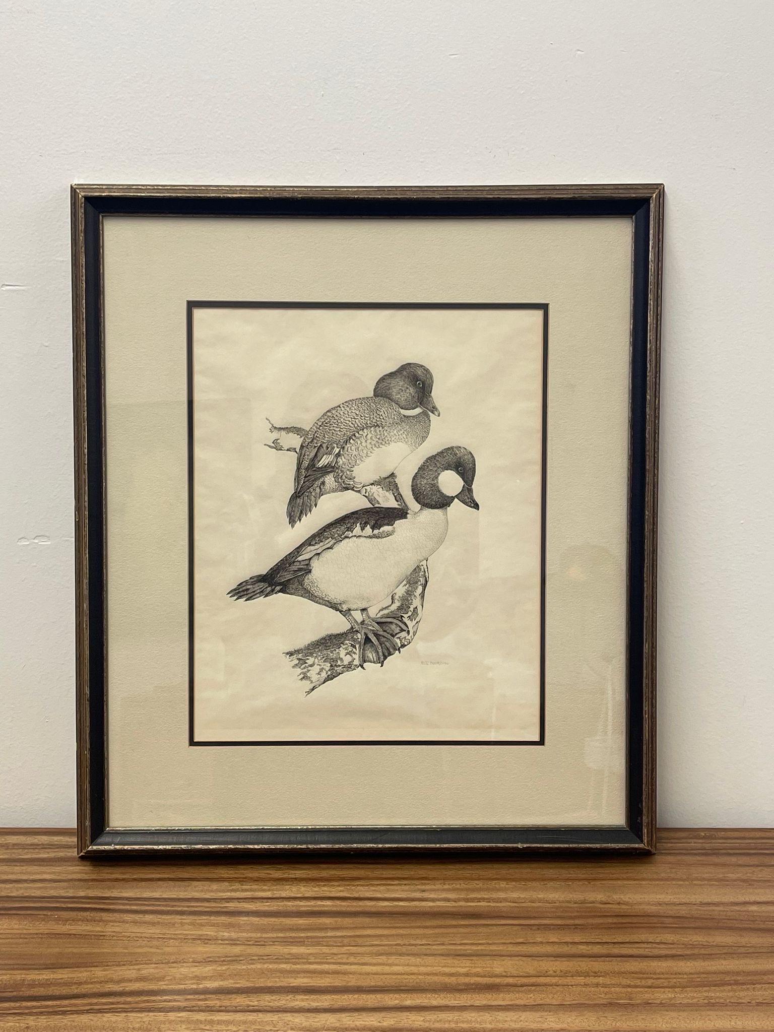Possibly Pen on Paper. Unable to Verify if this Piece an Original or a Print Without Opening and Risking Damage. Signed in the Lower Corner. Vintage Condition Consistent with Age as Pictured.

Dimensions. 21 W ; 1/4 D ; 24 1/2 Has 