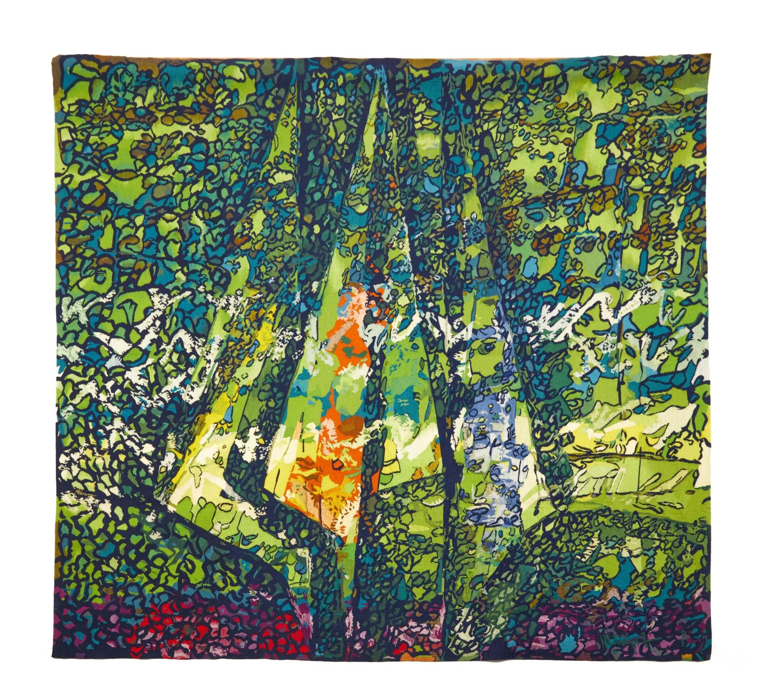 Arazzo quadrato di Aubusson vintage firmato "Summer Light" di Matégot - Rug & Kilim