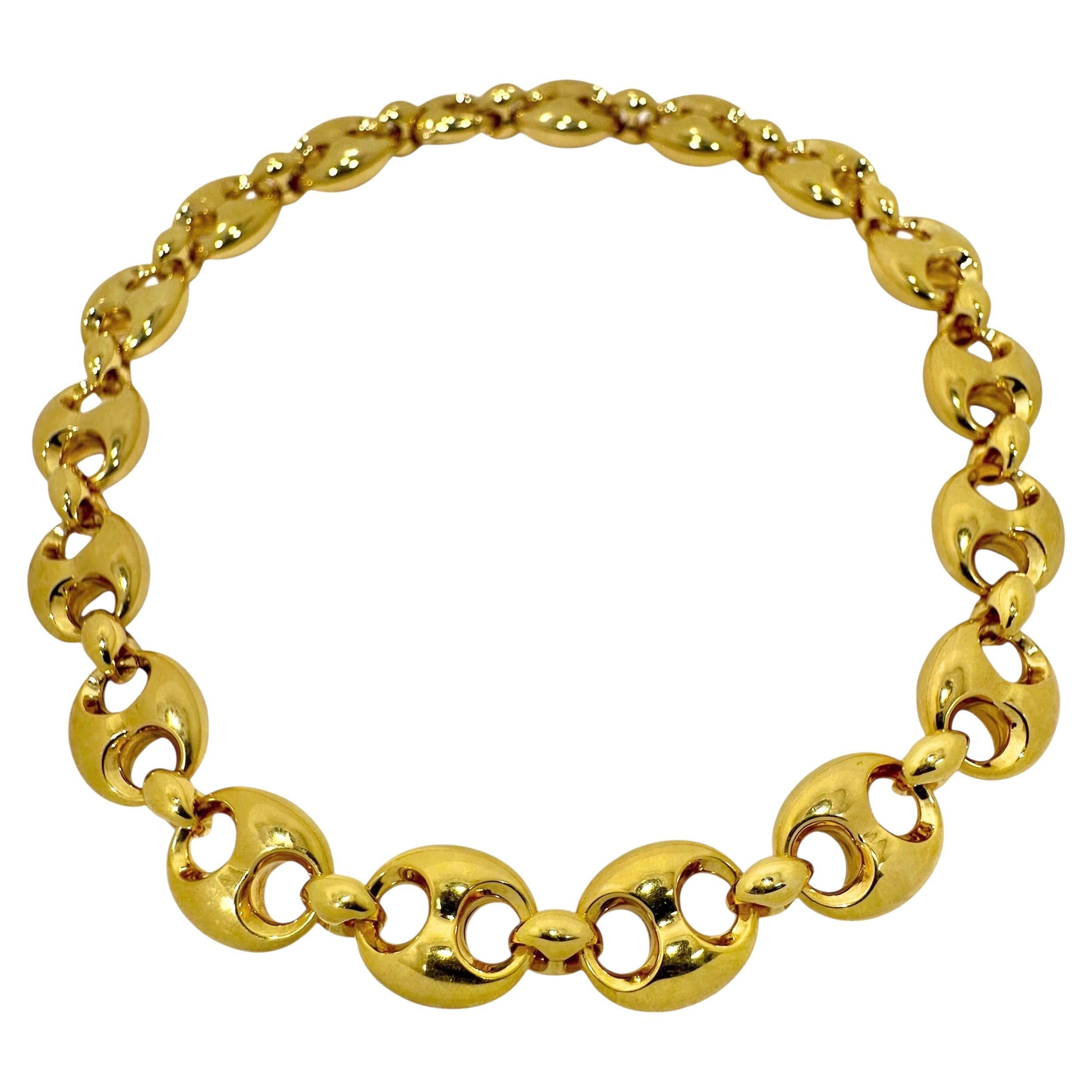 Signierte authentische Gucci-Gliederhalskette 18 Zoll lang aus 18 Karat Gelbgold, Vintage