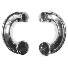 Vintage Signed Bartek Half Moon Clip Earrings