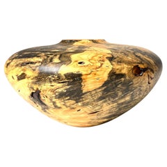 Vintage Signed Birdseye Maple Burl Turned Wood Vessel by Mike Mahoney 1990s