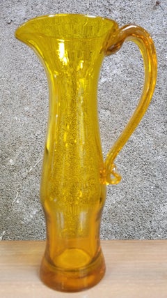 Vintage Signed Blenko Pitcher Yellow