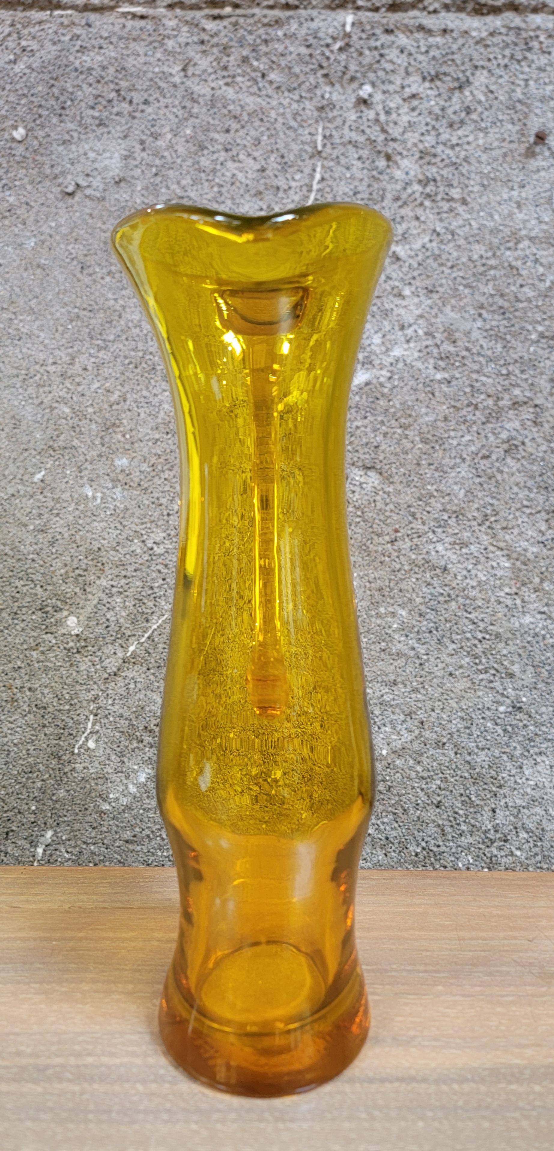 American Vintage Signed Blenko Pitcher Yellow For Sale