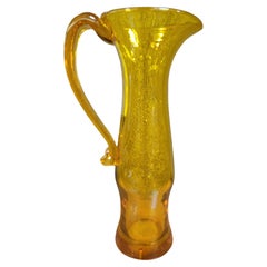 Vintage Signed Blenko Pitcher Yellow