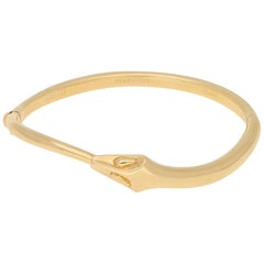 Vintage Signed Boucheron 18 Karat Yellow Gold Snake Bangle