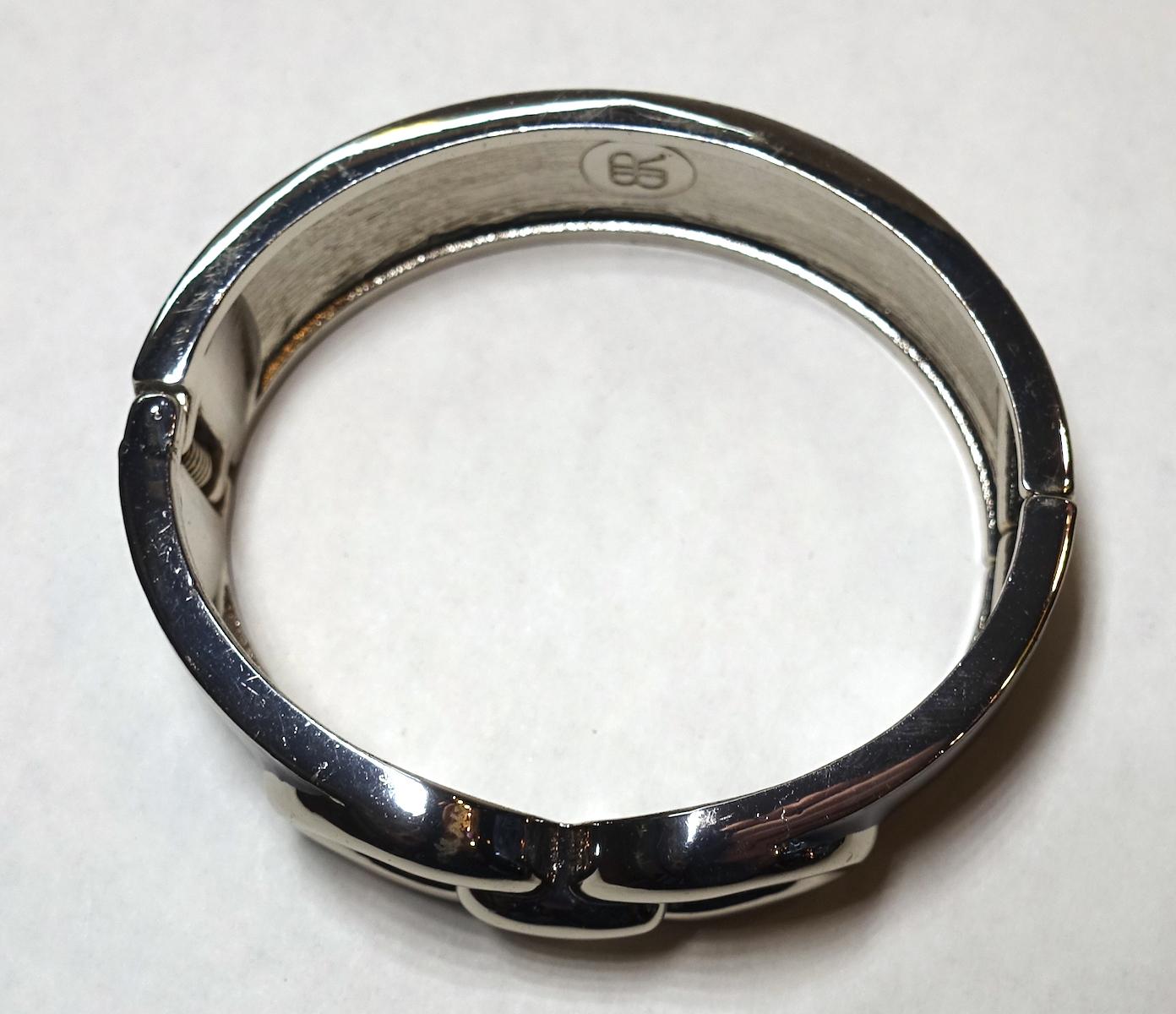 Vintage Signed BR Blue Enamel Clamper Bracelet In Good Condition For Sale In New York, NY