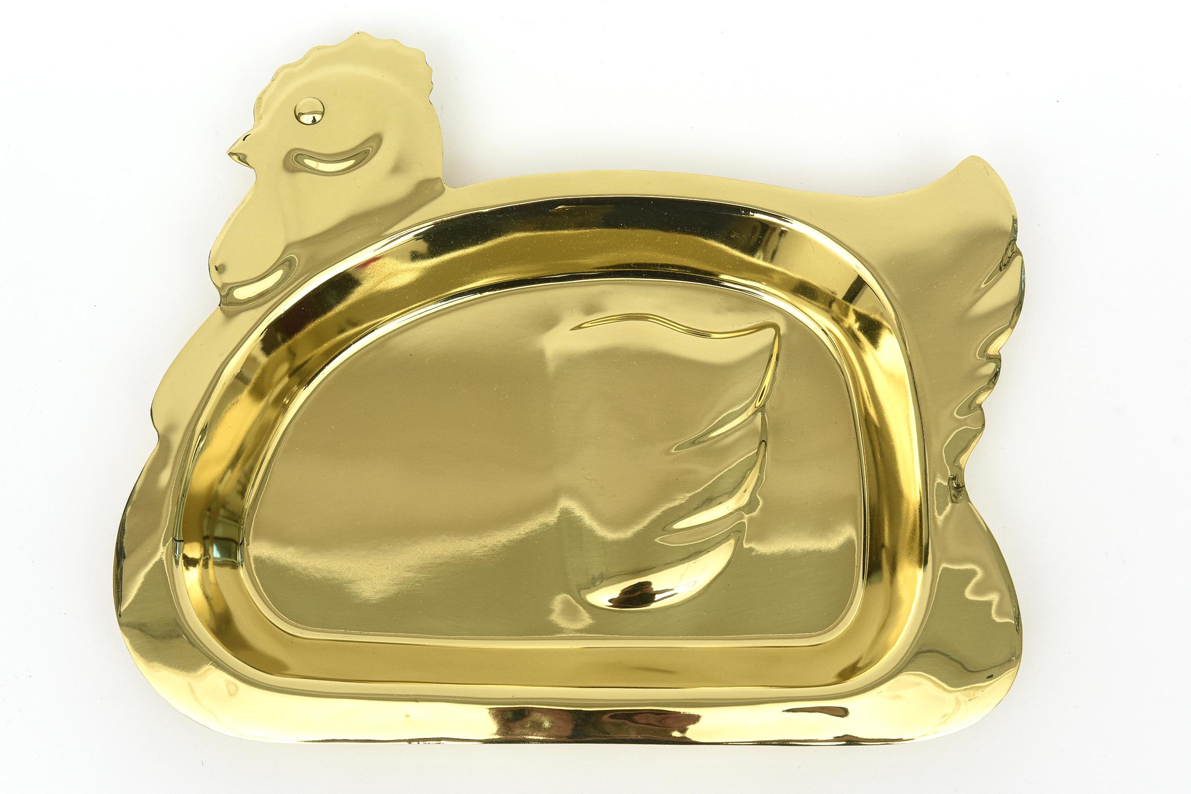 Vintage Signed Brass Rooster Tray Barware For Sale 4