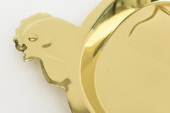 Vintage Signed Rooster Brass Tray Barware