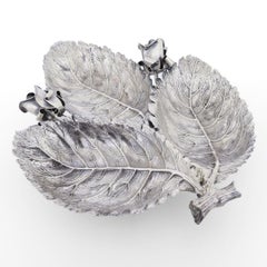 Vintage Signed Buccellati Sterling Silver Roses & Leaves Centerpiece Bowl