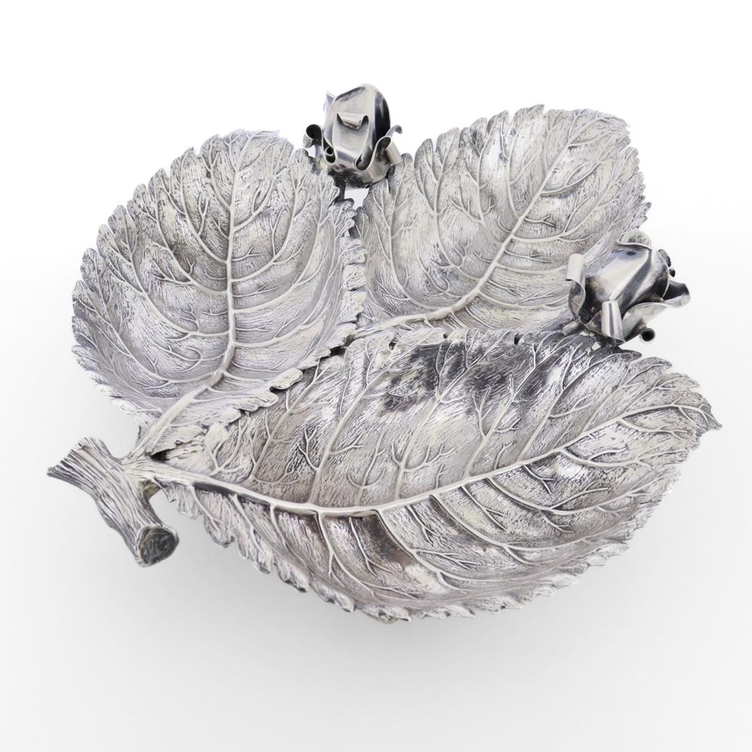 Vintage Signed Buccellati Sterling Silver Roses & Leaves Centerpiece Bowl In Good Condition For Sale In Philadelphia, PA