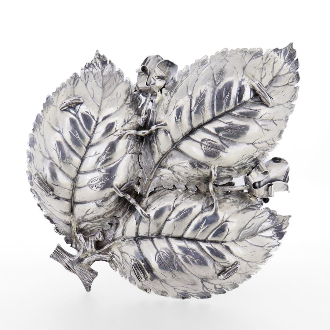 Vintage Signed Buccellati Sterling Silver Roses & Leaves Centerpiece Bowl For Sale 1