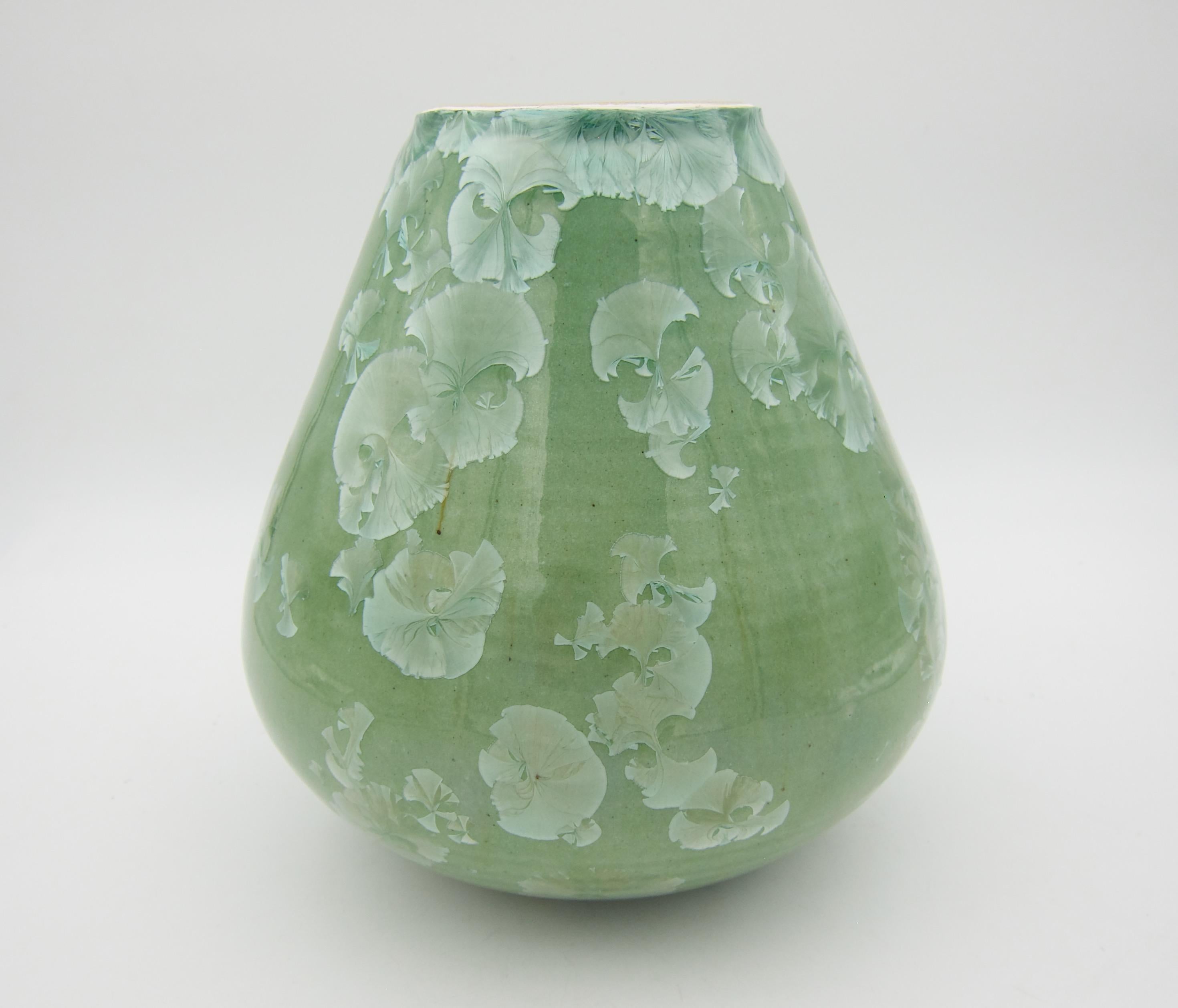 Vintage Signed Buckingham Green Crystalline Art Pottery Vase 1987 3