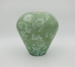 Vintage Signed Buckingham Green Crystalline Art Pottery Vase 1987