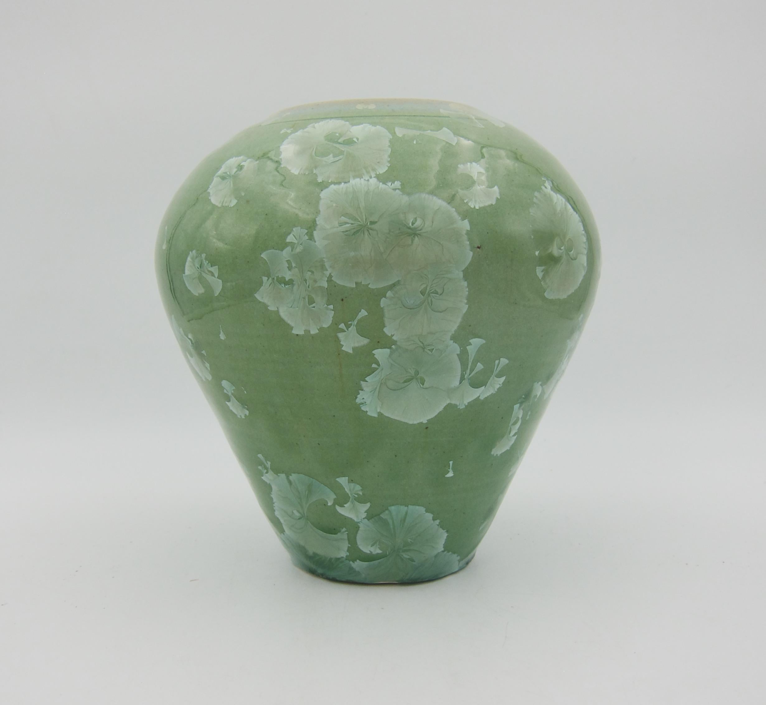 Modern Vintage Signed Buckingham Green Crystalline Art Pottery Vase 1987