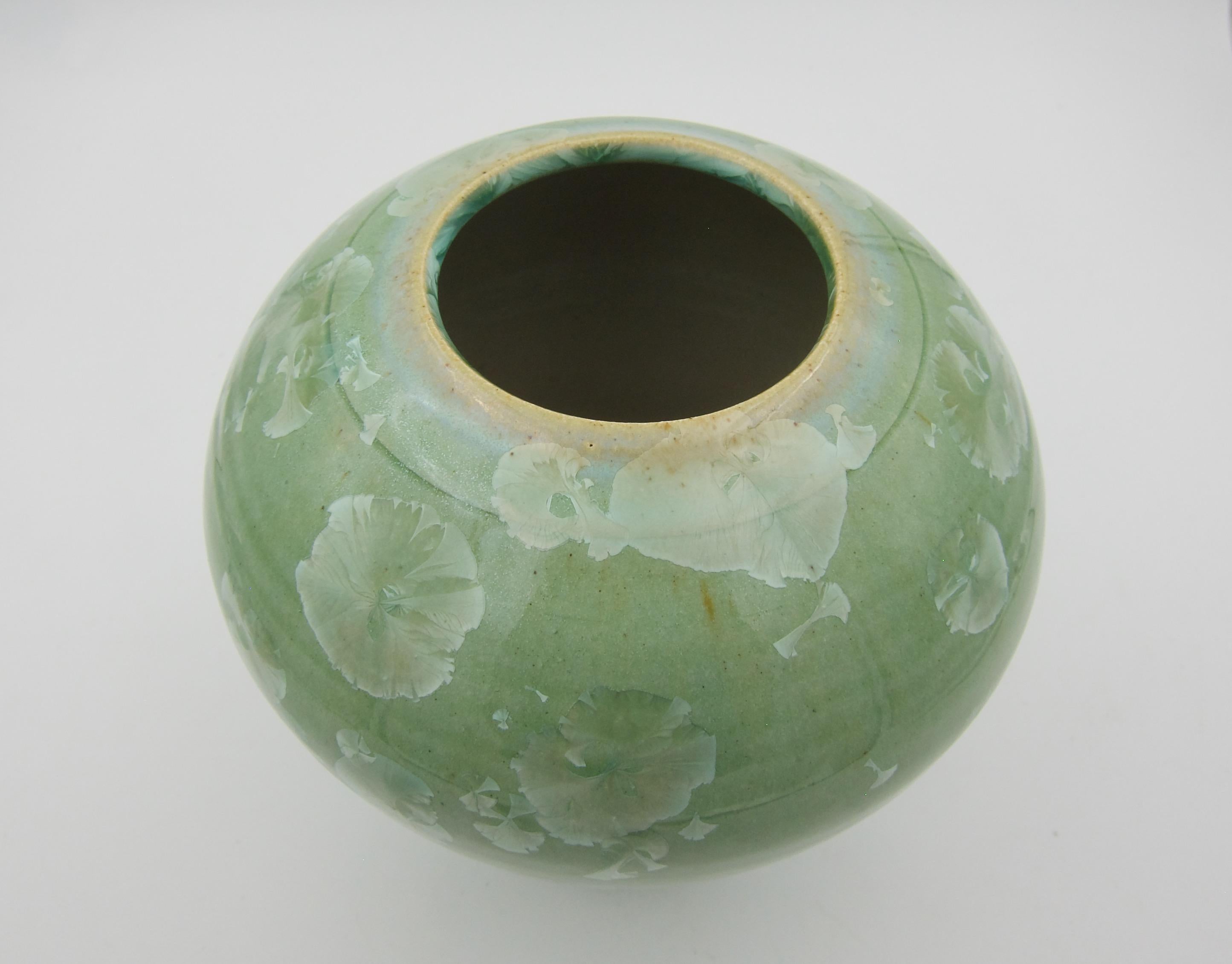 American Vintage Signed Buckingham Green Crystalline Art Pottery Vase 1987