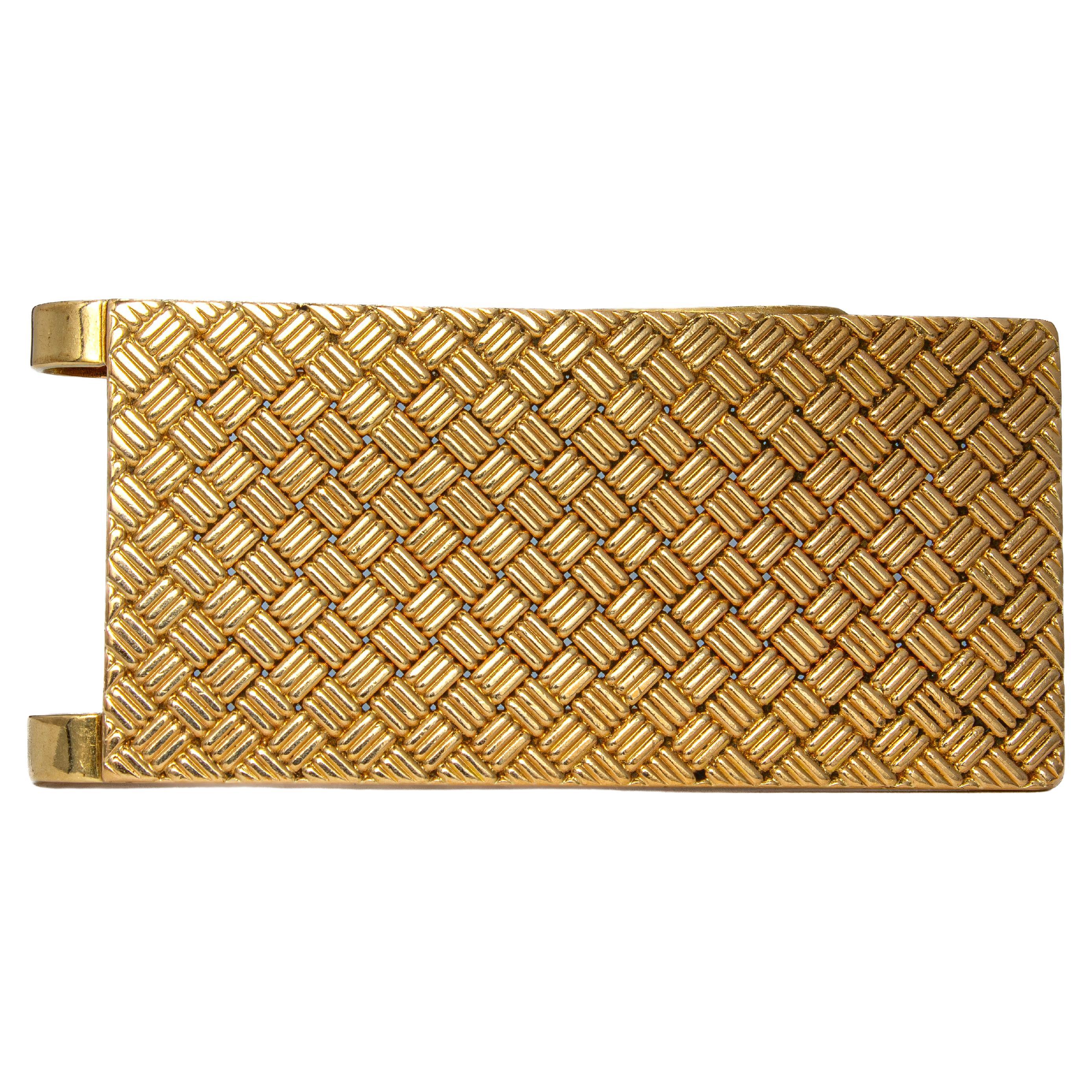 Vintage Signed Cartier 14K Yellow Gold Texture Money Clip