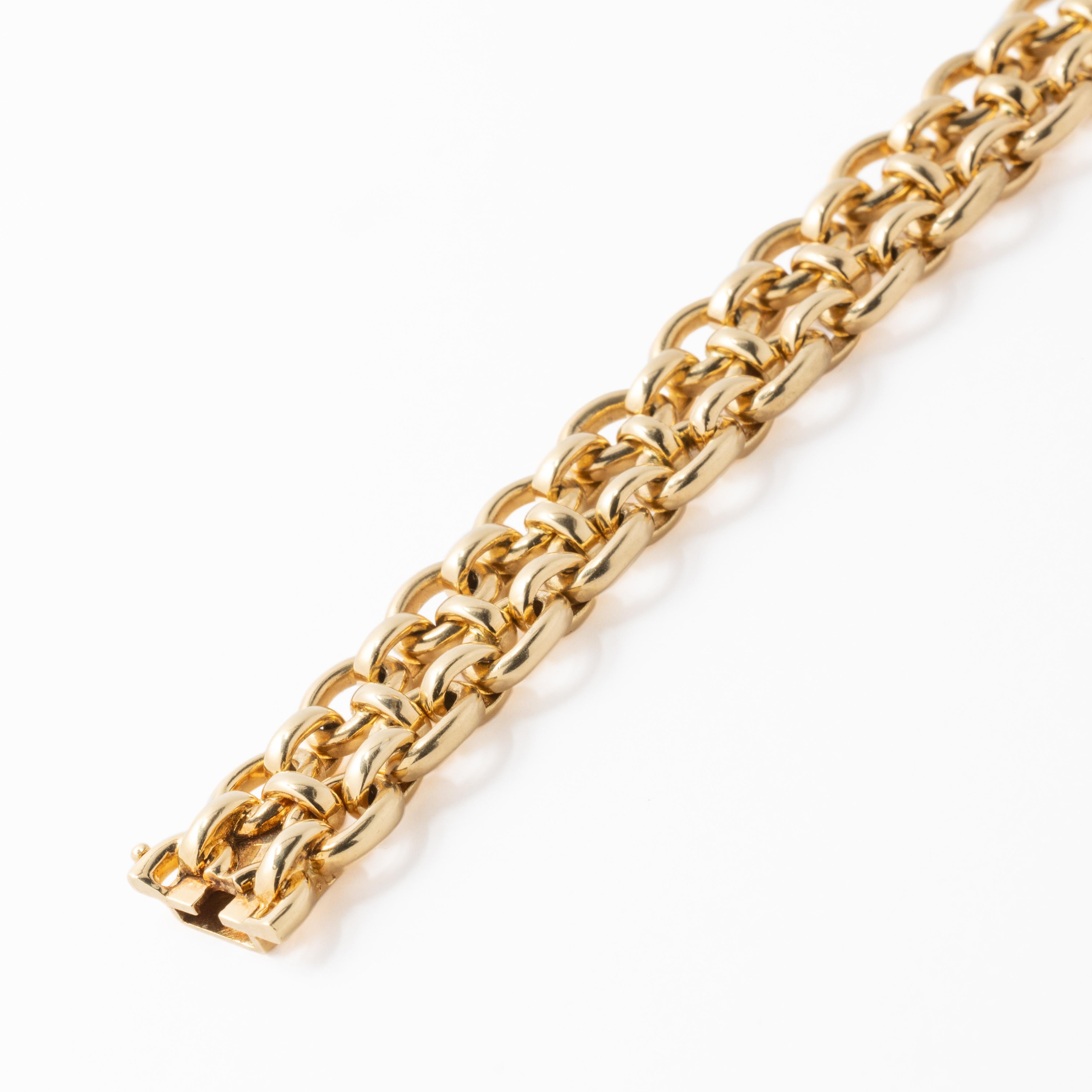 Cartier Bracelet à double rangée de maillons vintage en or jaune 18 carats signé Unisexe en vente