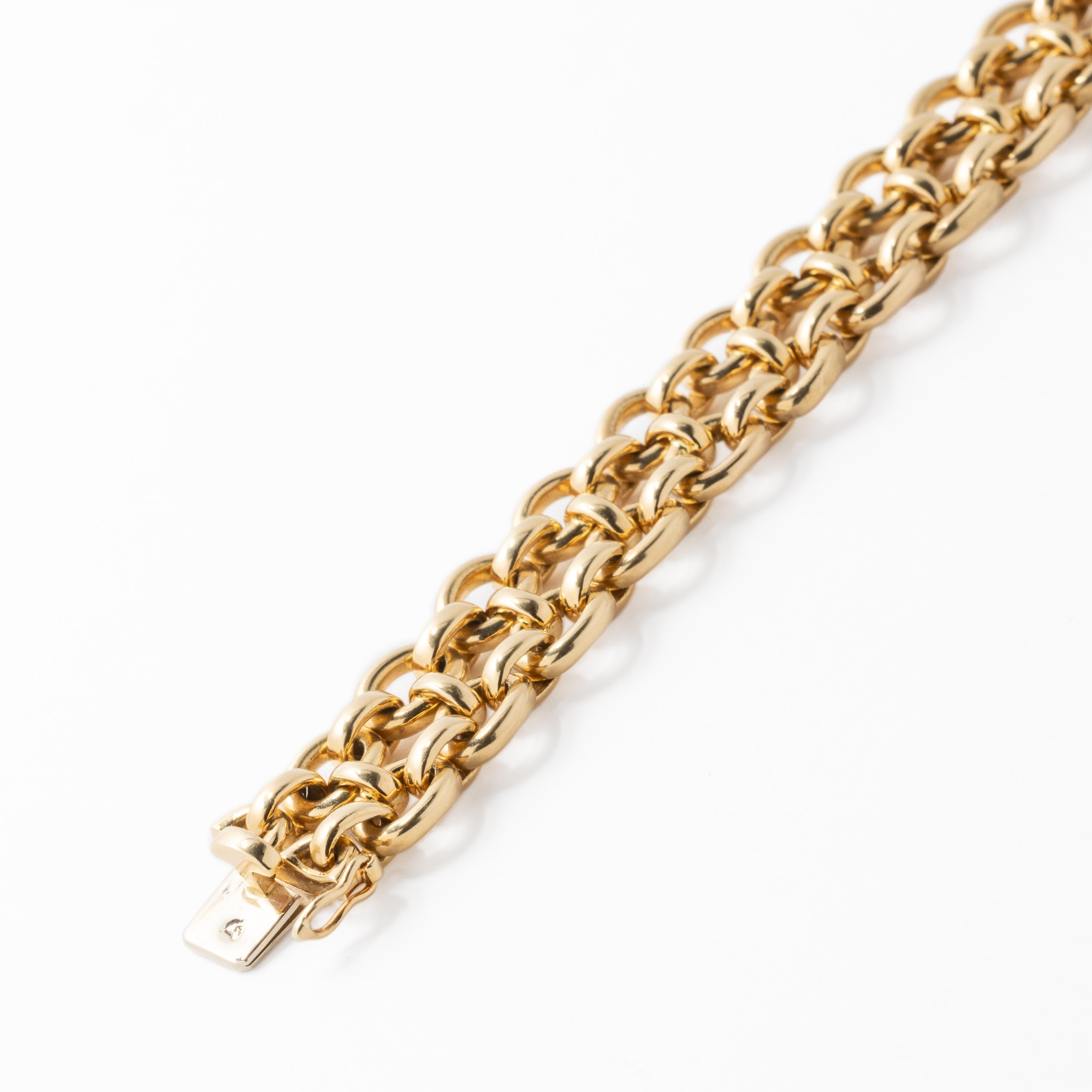 Cartier Bracelet à double rangée de maillons vintage en or jaune 18 carats signé en vente 1