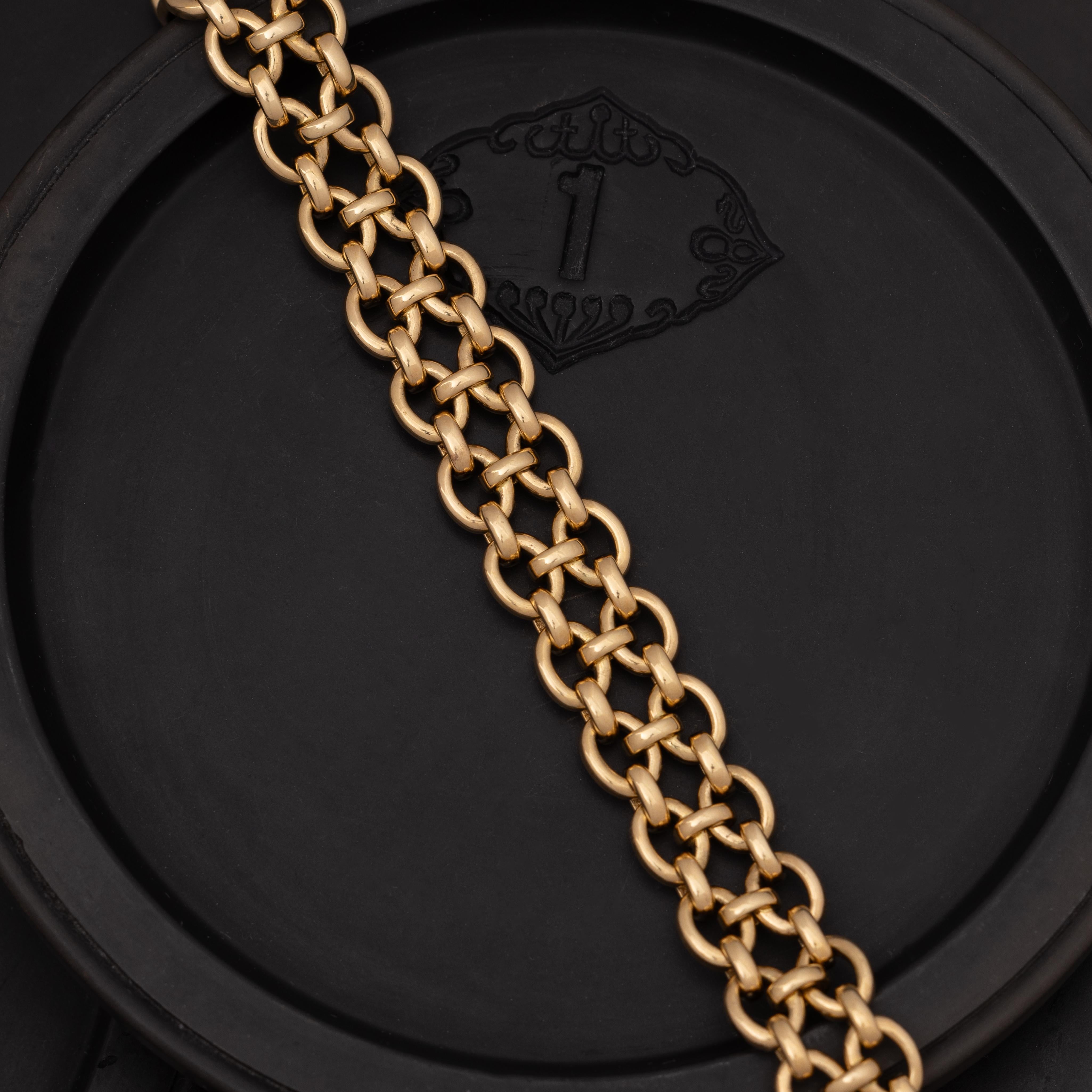 Cartier Bracelet à double rangée de maillons vintage en or jaune 18 carats signé en vente 3