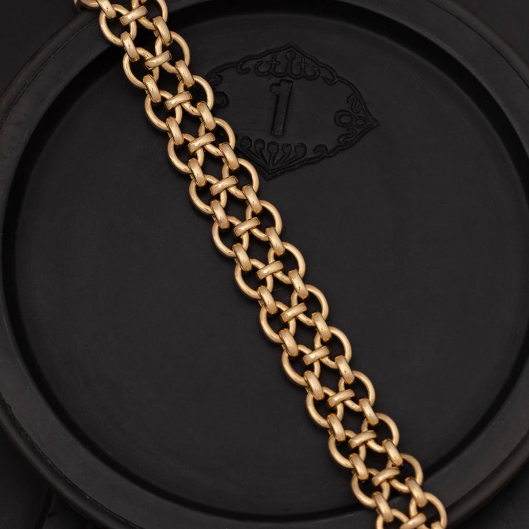 Vintage Signed Cartier 18 Karat Yellow Gold Double Row Chain Link