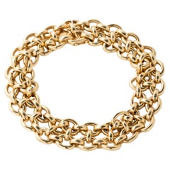 Vintage Signed Cartier 18 Karat Yellow Gold Double Row Chain Link Bracelet
