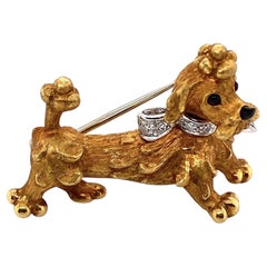 Vintage Signed CARTIER Designer Diamond Gold Dog Brooch Pin Fine Estate Jewelry