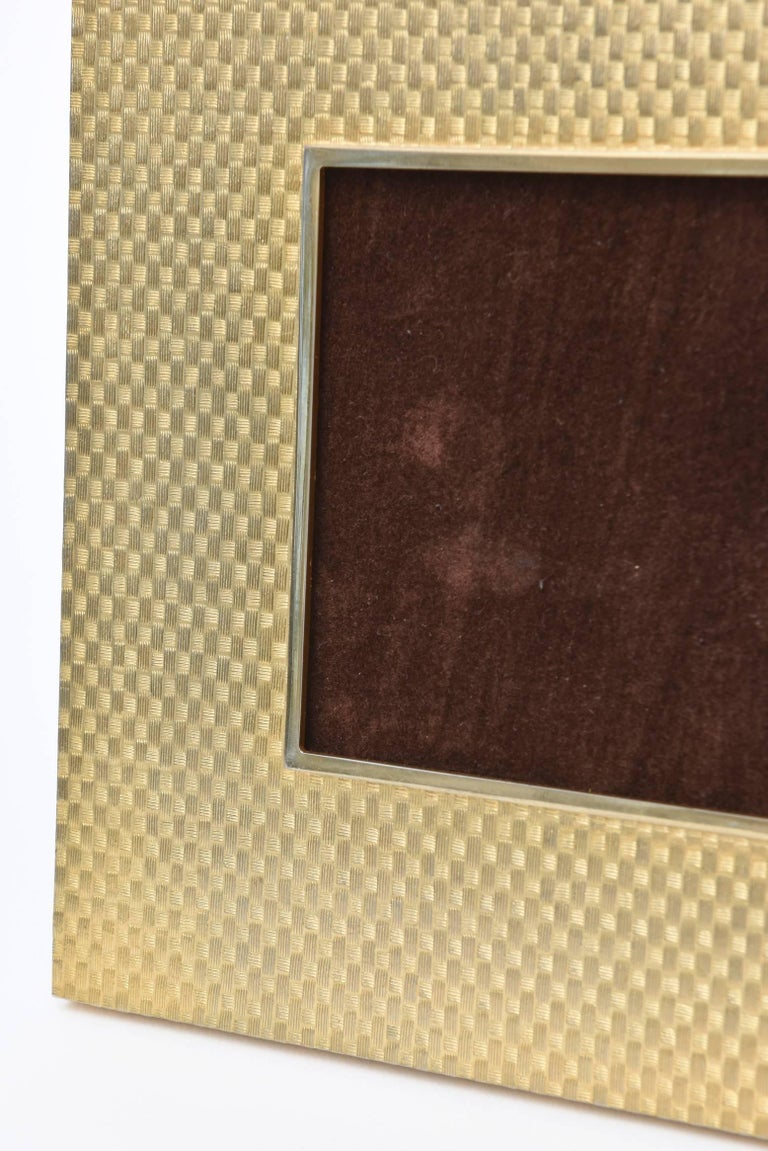 Vintage Signed Cartier Gilded and GoldPlated Textural Tooled Picture Frame at 1stdibs