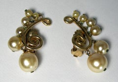 Vintage Signed Castlecliff Faux Pearl Earrings