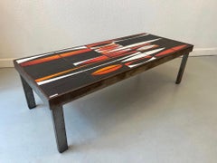 Vintage Signed Ceramic "Navette" Coffee Table by Roger Capron, France ca. 1960s
