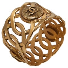 Vintage Signed Chanel Double “Cs” Cuff Bracelet