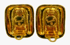 Vintage Signed Chanel Geometric Strass Clip-On Earrings, 1970s