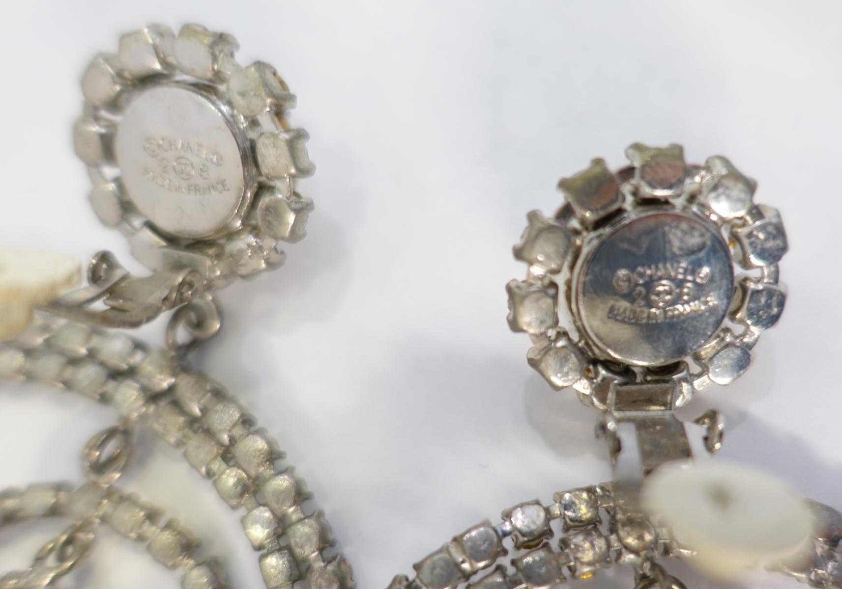 Vintage Signed Chanel Season 28 Multi-Hoop Crystals Earrings 1