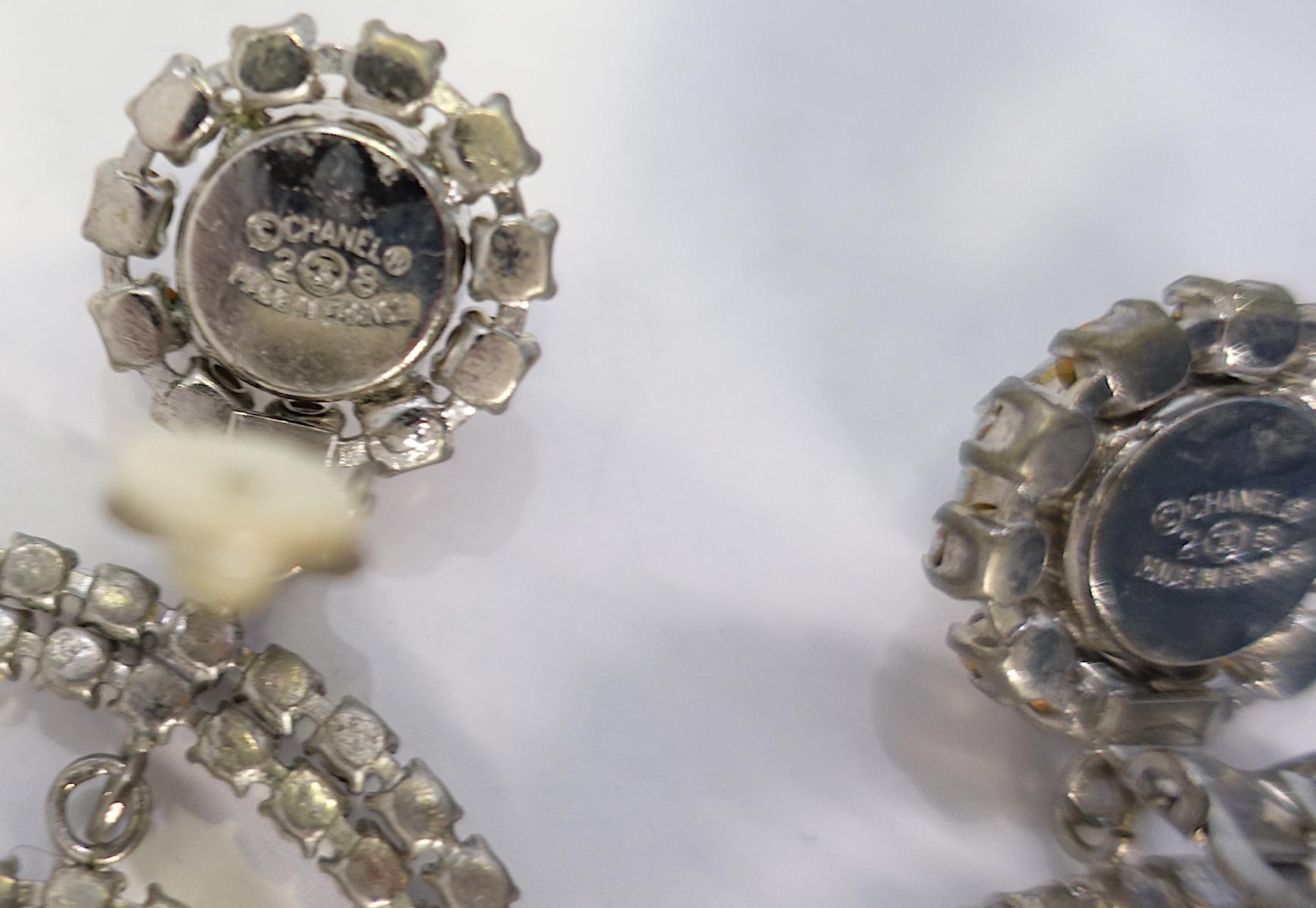 Vintage Signed Chanel Season 28 Multi-Hoop Crystals Earrings 2