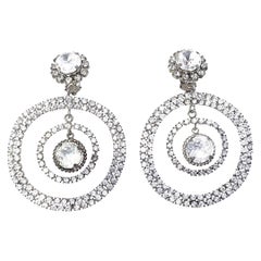 Vintage Signed Chanel Season 28 Multi-Hoop Crystals Earrings