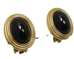 Vintage Signed Christian Dior Black & Gold Earrings