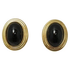 Vintage Signed Christian Dior Black & Gold Earrings
