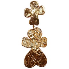 Vintage Signed Christian LaCroix Huge Four-Leaf Clover Brooch