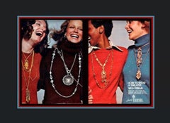 Vintage Signed Crown Trifari Goldtone Spiral Pendant Necklace, 1974 Ad Piece