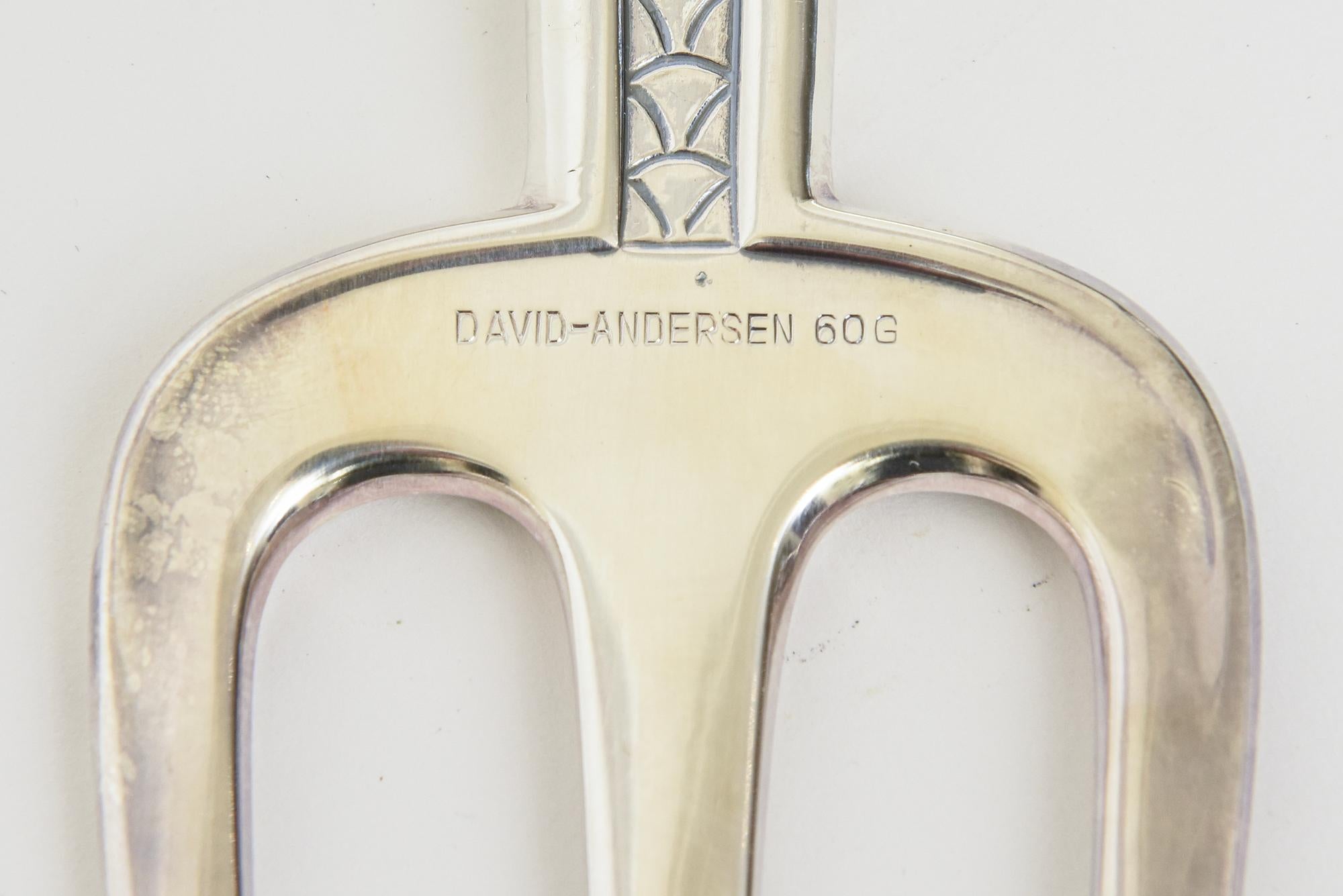 Vintage Signed David Anderson Swedish Silver-Plate Meat Or Bread Fork Viking For Sale 4