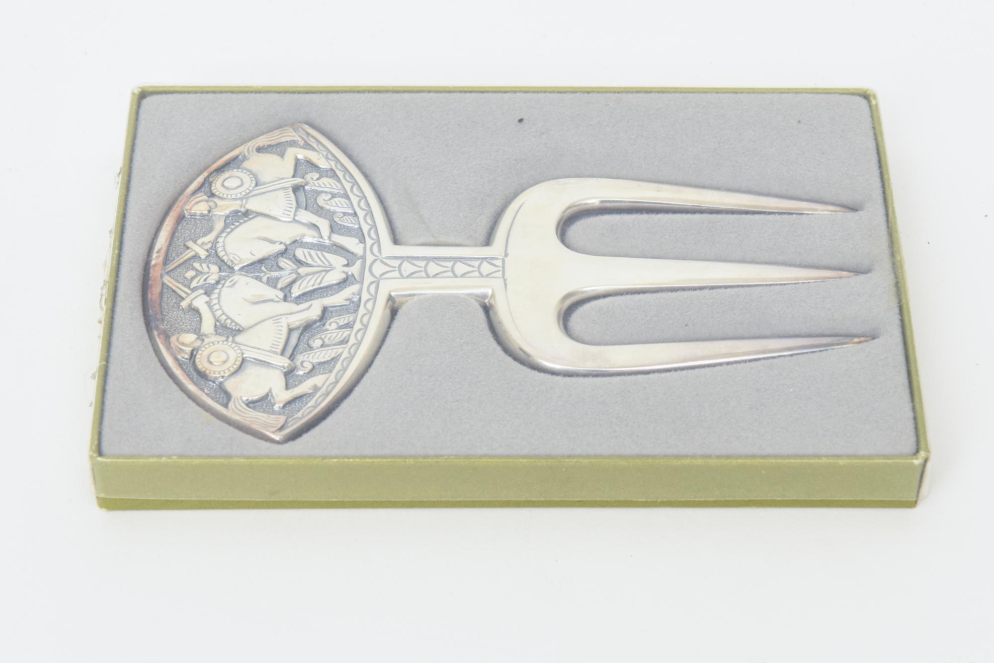 Vintage Signed David Anderson Swedish Silver-Plate Meat Or Bread Fork Viking For Sale 5